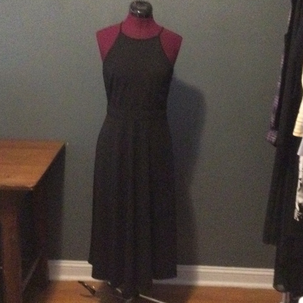 full length Ann Taylor black dress.